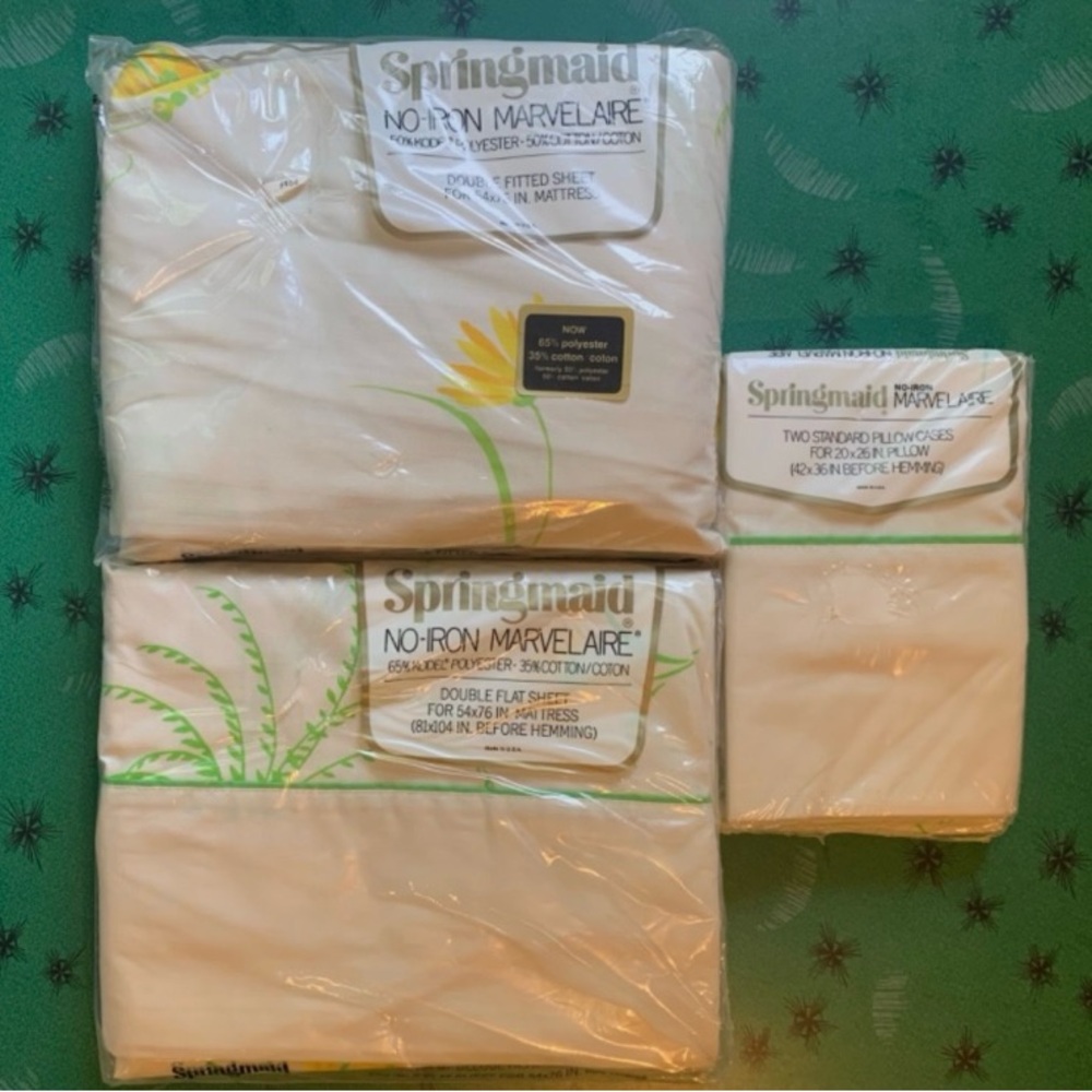 Vintage SPRINGMAID MARVELAIRE Double Sheet and Pillowcase set Floral Cottagecore